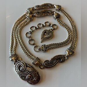 Brighton Bali Hai Scroll Chain Silver Tone Metal Belt Adjustable Medium 32-36”